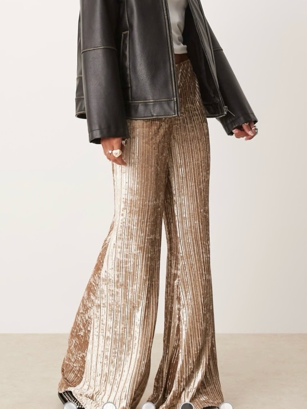 FREE PEOPLE Star Sign Flared Pleated Velvet Pants
